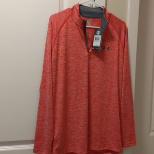 Heather red long sleeve workout pullover